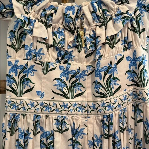Agua by Agua Bendita Blue and White Floral Midi Dress - Picture 5 of 5
